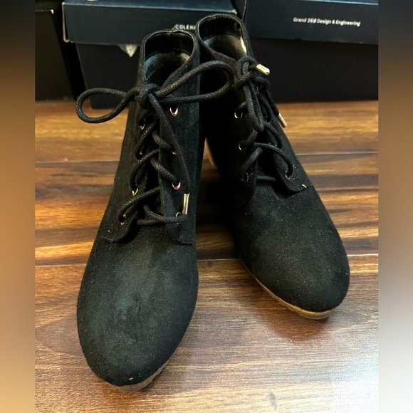 🍁SALE🍁DR SCHOLL’S Black Wedge Ankle Boots Size 8M - Picture 1 of 14